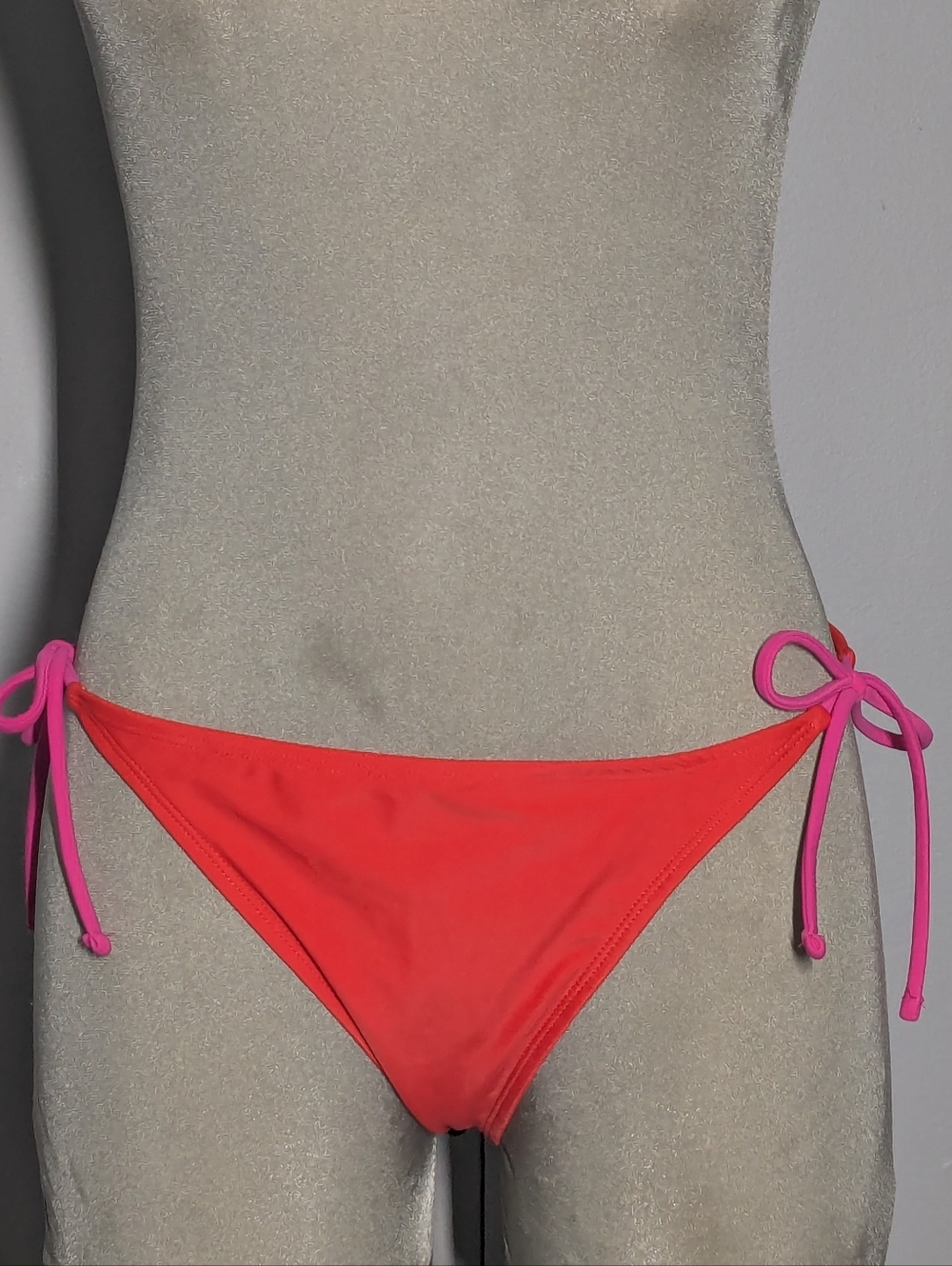 Women's Neon Coral Pink Tie-Side Bikini Bottom